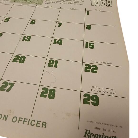Vintage Remington Dupont Calendar 1979 Wildlife and Hunting Memorabilia - Picture 3 of 6